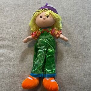 Goffa International Corp 23" Plush Rag Doll Sample Green Velvet Overalls D06156F